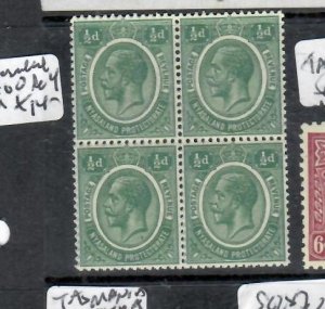 NYASALAND  KGV   1/2D    SG 100  BLOCK OF 4    MNH      P0701A H