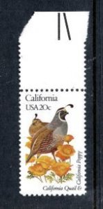 US 1957 MNH State Birds/Flowers - California w/ selvage Quail/Poppy