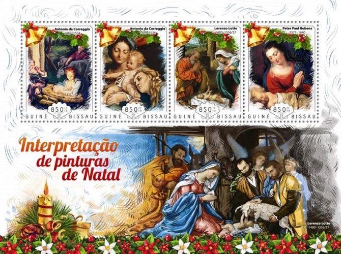 Christmas Paintings Art Religion Guinea-Bissau MNH stamp sheet