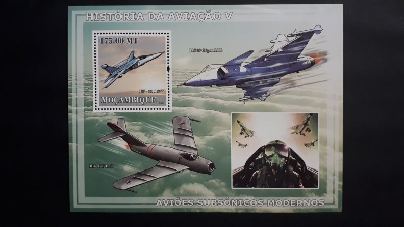 Airplanes - History of Aviation 5 - Mozambique 2009 - Complete SS + Bl ** MNH