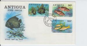 1976 Antigua Fish (Scott 444-46) FDC 