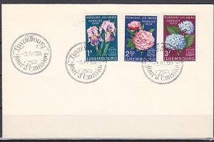 Luxembourg, Scott cat. 351-353. Garden Flowers issue. First day cover.  ^