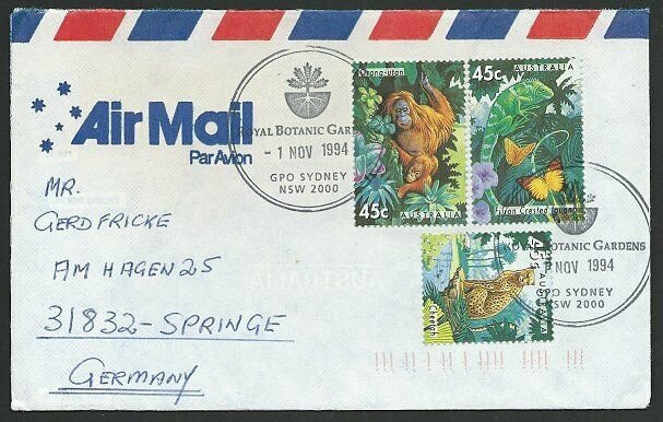 AUSTRALIA 1994 cover to Germany - nice franking - Sydney Pictorial pmk.....47133