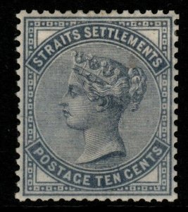 MALAYA STRAITS SETTLEMENTS SG49 1882 10c SLATE MTD MINT