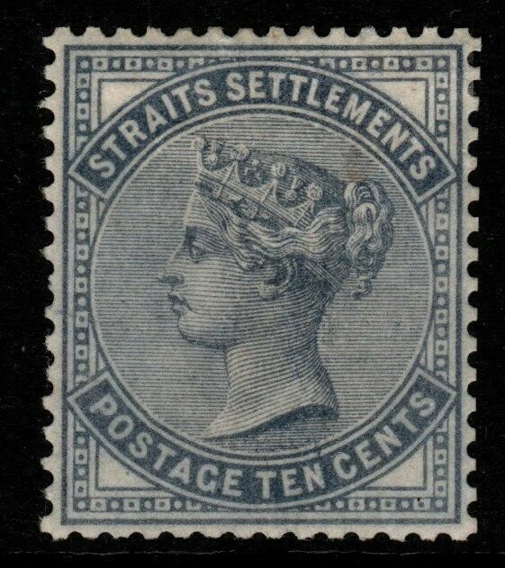 MALAYA STRAITS SETTLEMENTS SG49 1882 10c SLATE MTD MINT