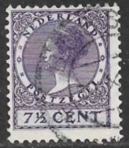 NETHERLANDS 1926-39 7 1/2c Wilhelmina Issue Sc 174 VFU