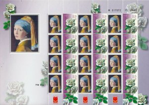 ISRAEL 2015 ART PAINTINGS JOHANNES VERMEER GIRL WITH A PEARL EARRING SHEET MNH