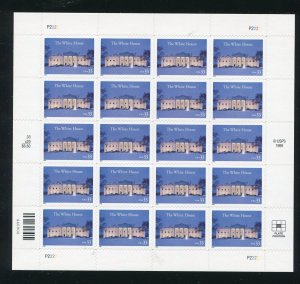 3445 White House Sheet of 20 33¢ Stamps MNH