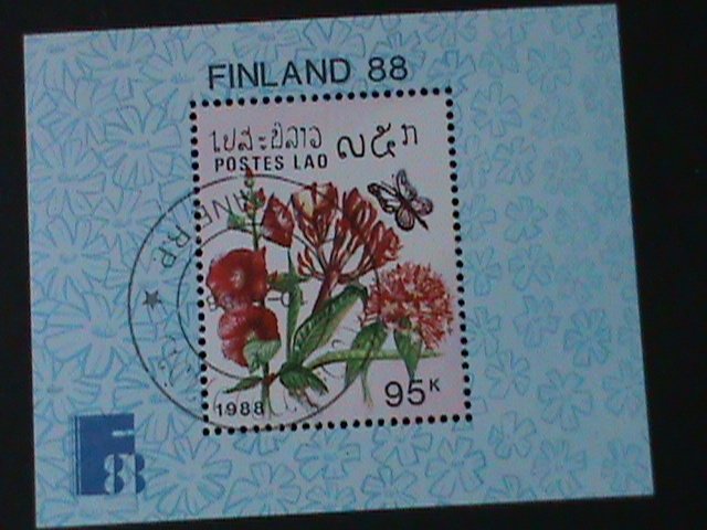 LAOS-1988-SC#876  FINLANDIA'88  INTERNATIONL STAMP SHOW-CTO S/S VF LAST ONE