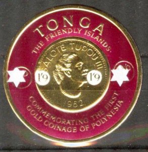 Tonga 1965 Round Stamp Coins Overprint 1'9 Sh. on 9 p. MNH **