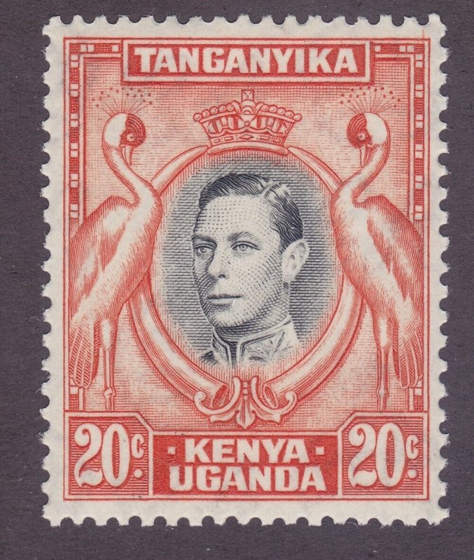 Kenya Uganda & Tanzania 74c Mint 1938 20c Orange & Gray Perf 13 Issue Very Fine