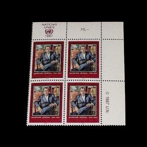 U.N.1987, GENEVA #151,TRYGVE HALVDAN, INSC. BLK/4, MNH,NICE!! LQQK!!