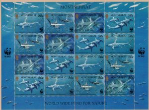 MONTSERRAT 1999 Sharks/ WWF Sheet; Scott 998; MNH