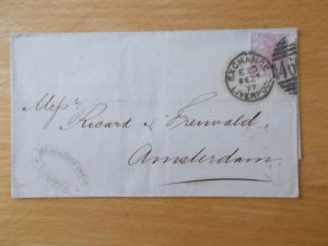 GB QV 1877 2.5d Rosy-mauve SG 141 Plate 4 on Cover Liverpool to Amsterdam Fine