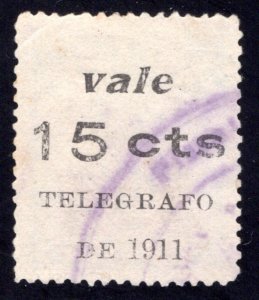 H152, 1911 Nicaragua 2nd class Railway, surcharged for revenue purposes