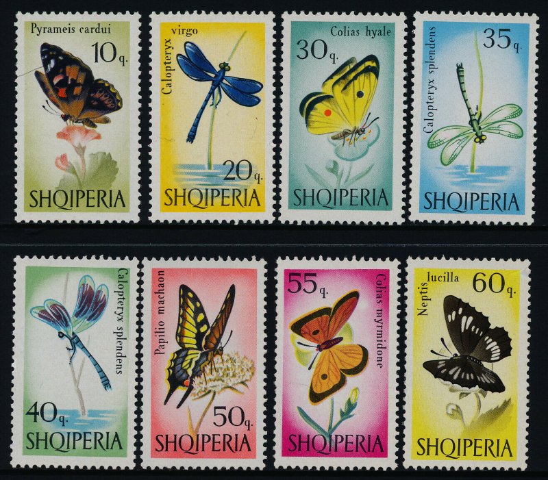 Albania 922-9 MNH Butterflies, Flowers, Dragonflies