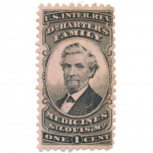 RS98c Dr. Harter’s Family Medicines Revenue Stamp, Pink Paper, 1873, Saint Louis