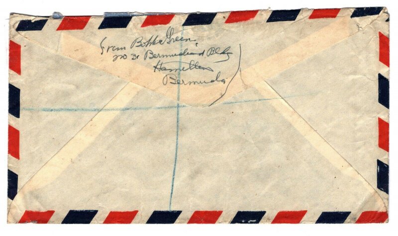 BERMUDA KGVI Air Mail Cover Registered Hamilton GB 1945 {samwells-covers}GU113