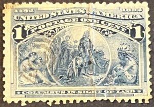 Scott#: 230 - Columbian: Columbus in Sight of Land 1¢ 1893 ABNC used - Lot 3