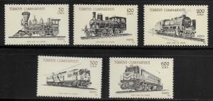 TURKEY, 2405-2409, MINT HINGED HINGE REMNANT, LOCOMOTIVES