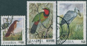 Zambia 1989 SG588-594 Birds ovpts (3) FU