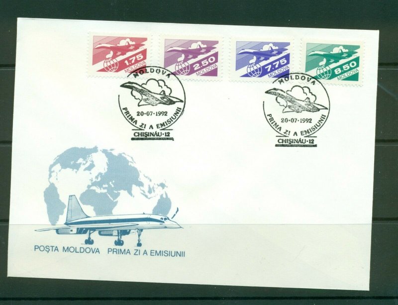 Moldova #C1-4 (1992 Airmail set)  VF on unaddressed cachet FDC