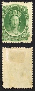 Nova Scotia SG15 8 1/2c Yellow-green on Yellowish Paper M/M (Perf fault at base