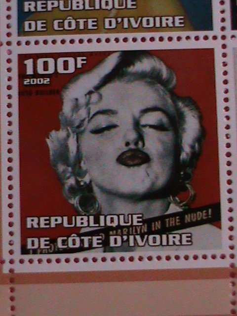 IVORY COAST STAMP-2002-SEXY MARILYN MONROE: -MNH STAMP SHEET -RARE