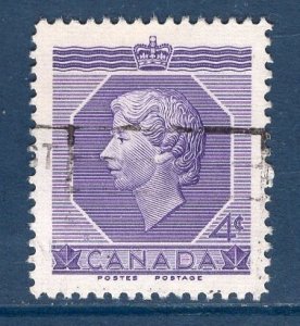 Canada   #333  used  1953  Elizabeth 4c