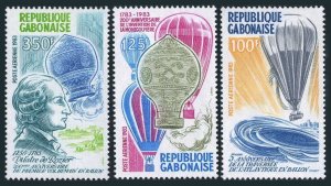 Gabon C258-C260, MNH. Michel 867-869. Manned flight bicentenary, 1983. Balloons.