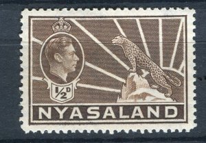 NYASALAND; 1938 early GVI Leopard issue fine Mint hinged 1/2d. value