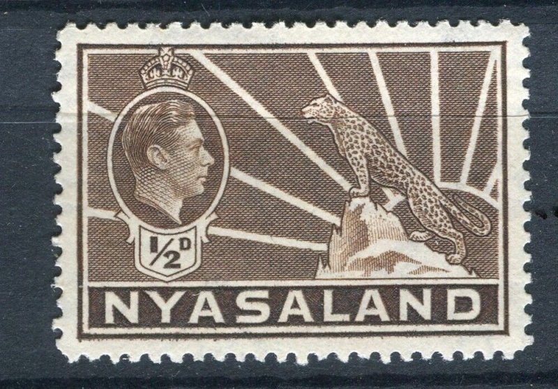 NYASALAND; 1938 early GVI Leopard issue fine Mint hinged 1/2d. value