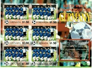 Grenada 2006 - World Cup Soccer - Team Italy - Sheet Of 6 Stamps Scott #3563 MNH