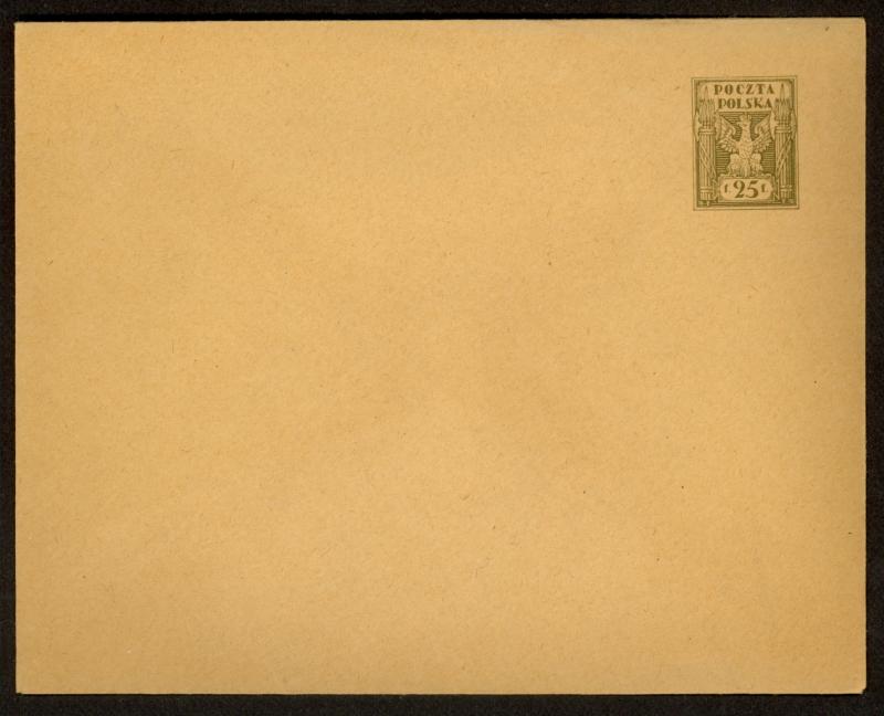 POLAND 1919 25F EAGLE Postal Stationery Envelope Michel U8 VF Unused