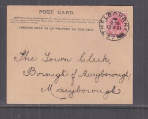 VICTORIA, POSTAL CARD,1901 JOHN DANKS & Son, Bourke St. Melbourne to Maryborough