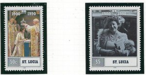 St Lucia 969-70 MNH 1990 Queen Mother Birthday (fe6897)