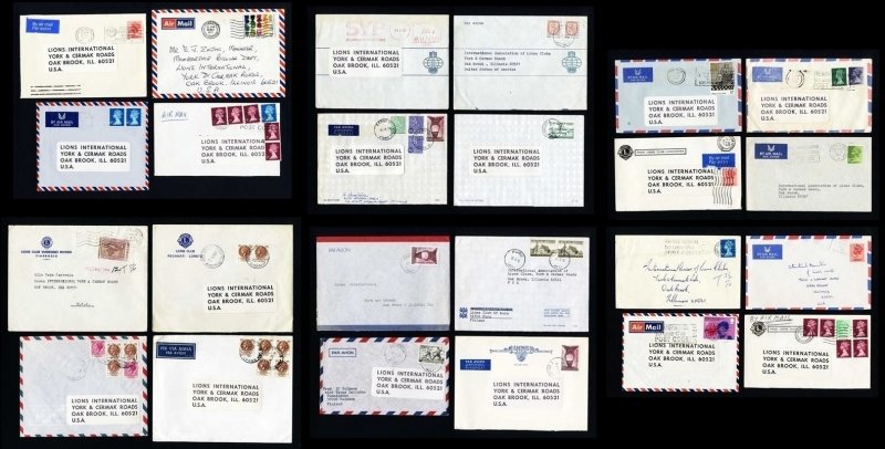 Lot of 240 Lions Club covers Worldwide to Lions International, Oakbrook, IL