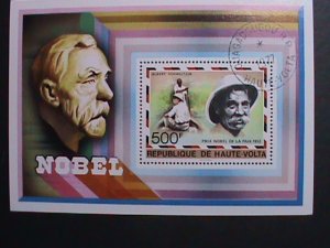 UPPER VOLTA-1977 NOBEL PRICE WINNER CTO S/S -WITH FIRST DAY OF POSTAL CANCEL