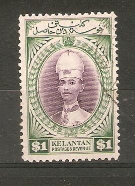 MALAYA - KELANTAN 1937 $1  SG 52 FINE USED