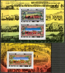 Korea 1980 trains Railway Liverpool - Manchester Mi.2065/6 Bl.86 MNH