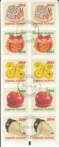 Sweden 2014 used Booklet pane of 10 5 different Christmas candies and treats