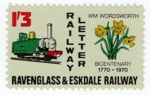 (I.B) Ravenglass & Eskdale Railway : Letter Stamp 1/3d (Wordsworth)