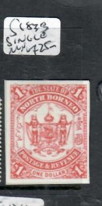 NORTH BORNEO  $1 ARMS IMPERF SINGLE   SG 83B  MNG        P1129H