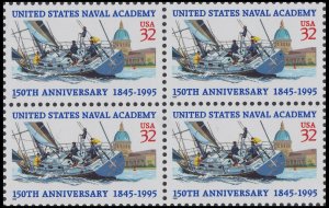 US 3001 Naval Academy 150th Anniversary 32c block 4 MNH 1995