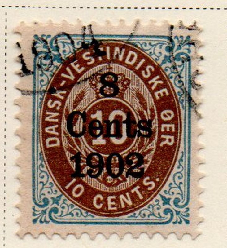 Danish West Indies Sc 28 1902 8c overprint on 10c stamp used