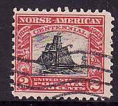 USA-Sc#620- id8-used 2c ship-Norse-American-1925-