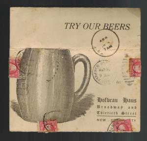 1917 New York City USA Mechican Advertising Cover to Argentina Hofbrau Haus Beer