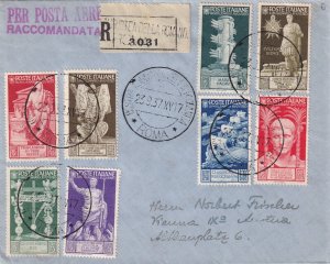 1937: Rome, Italy to Vienna, Austria; FDC Registered Airmail (57662)