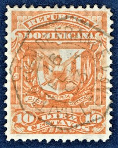 [st1594] 1893 Rep.Dominican 10 centavos with Superb French Paquebot cancellation