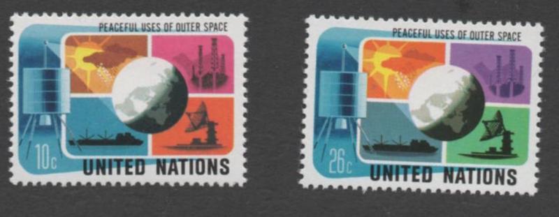 SCOTT   256-257  singles    MNH UN New York 1975